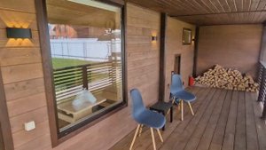 Баня Скандинавия 1 модуль с террасой и хозблоком | SP House