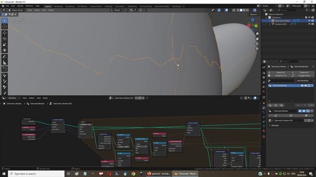 Проволка / провода в Blender 4.2 (геоноды Shortest Edge Paths, Repeat Zone) смотреть онлайн