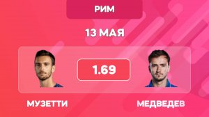 Прогноз на матч Музетти - Медведев| Мастерс Рим 2025 | Прогнозы на теннис ATP