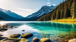 Тихий ветер и волны на горном озере. Звук для отдыха