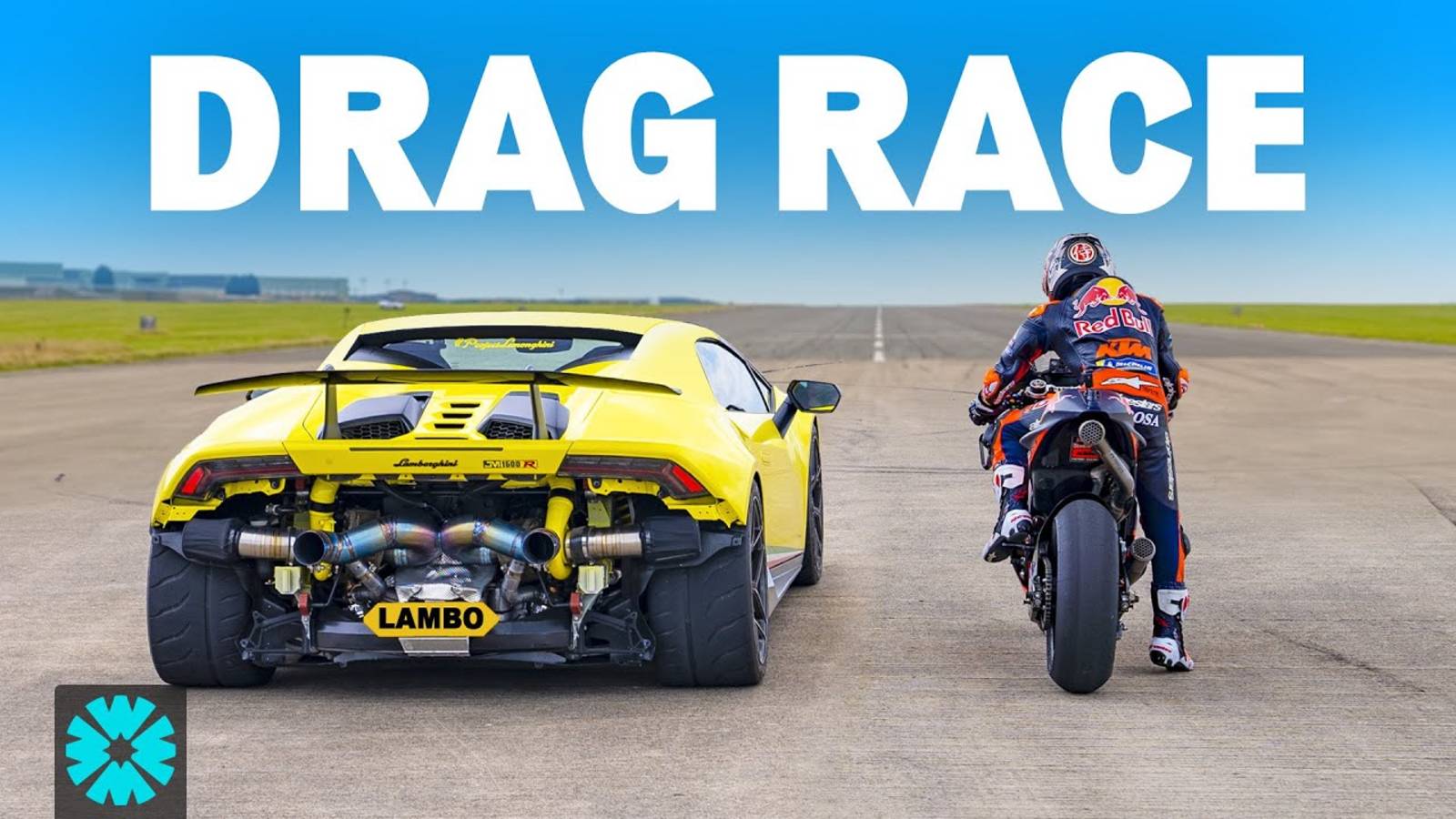 carwow: Тюнингованный Lamborghini Huracan ПРОТИВ Мотоцикла MotoGP Дрэг-Рейсинг