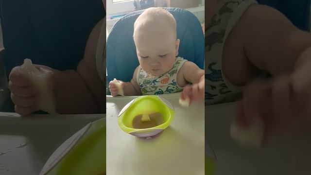 Малыш первый раз ест дыню в 11 месяцев #дети #малыш #прик смотреть онлайн
