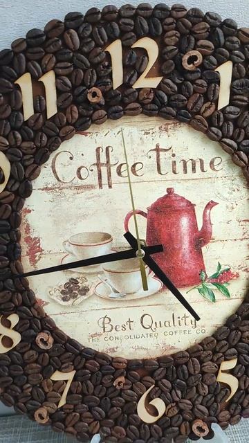 Настенные часы с кофейными зёрнами #ручная_работа #час смотреть онлайн