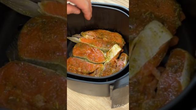 #Рецепт: стейков из красной рыбы в аэрогриле #food смотреть онлайн