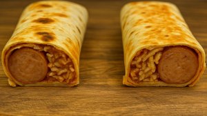 Тортилья с сосиской и омлетом для завтрака!