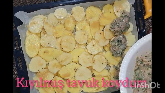 Patatesli kıyılmış tavuk.Minced chicken with potatoes. Куриный фарш, картошк?