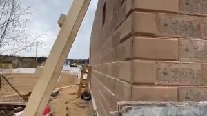 Устройство армопояса на доме из теплоблоков, 107 м2 в д Р