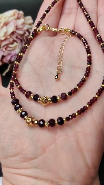 колье и браслет с гранатом.#купитьукрашения #jewelry #пода смотреть онлайн