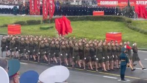 Парад, посвященный 80-летию Победы, с участием студенток 2 курса педиатрического факультета