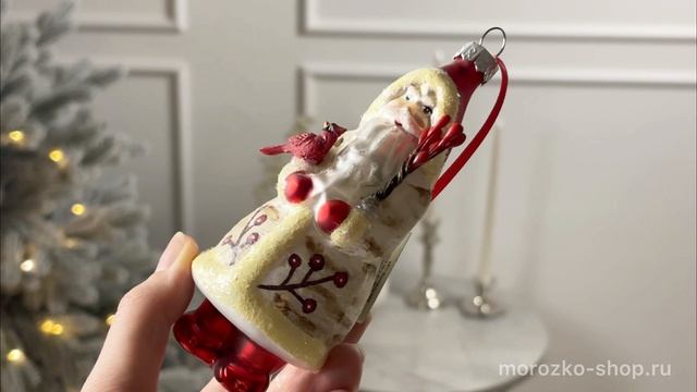 Ёлочная игрушка САНТА КЛЮКВИС С ЯГОДНЫМ БУКЕТОМ, стекло, 13 см, T3400-1