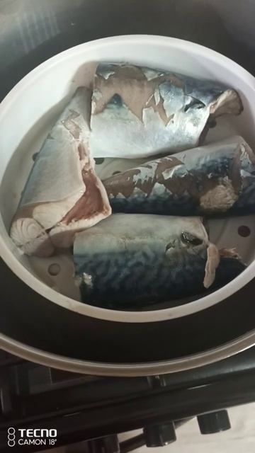 Скумбрия на пару без соли.На водяной "бане" в кастрюле смотреть онлайн
