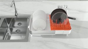 Сушилка для посуды настольная раздвижная «white + orange»