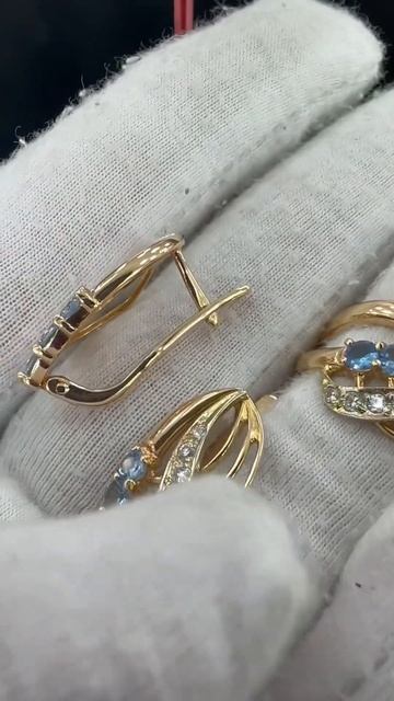 Золотой Киевский комплект 585 проба. Общий вес: 7,85гр. Ра? смотреть онлайн