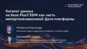 Бизнес-сессия - Каталог данных на базе Plus7 EDM как часть импортонезависимой Дата-платформы