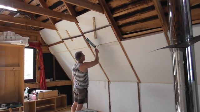 Мансарда из чердака. Часть 5. Утепление стен пенопласт? смотреть онлайн