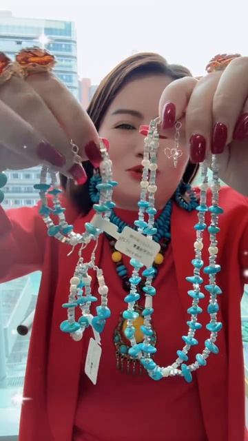 250512-2 Sleeping Beauty Turquoise & Pearl Jewelry Set, Beauty Pinnacle