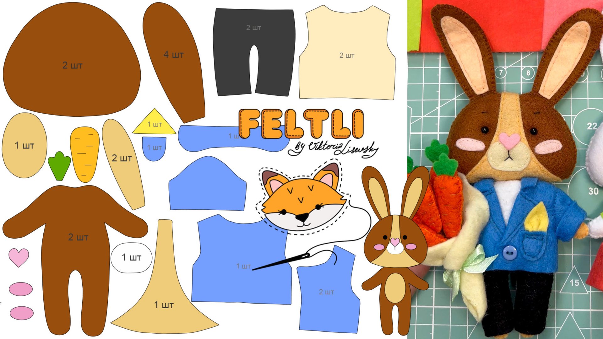 Мастер-класс Зайчик из фетра своими руками / Выкройка зайчика / Зайчик своими руками смотреть онлайн
