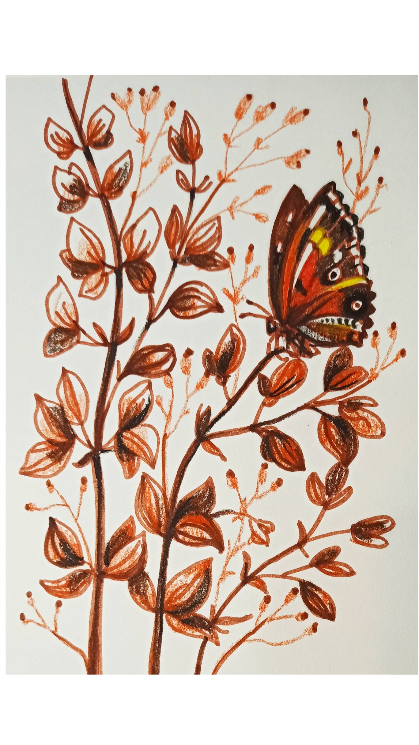 Как нарисовать изящную бабочку на цветке фломастерами и карандашами. смотреть онлайн