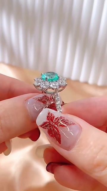 Кольцо серебро 925 пробы с лабораторной Параибой 💚💙 #d смотреть онлайн