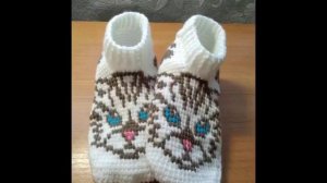 Тапочки следки тунисское вязание связала мама