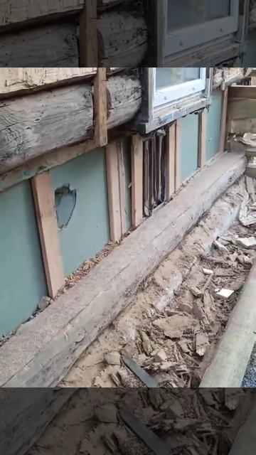 Ремонт деревянного дома , замена нижних венцов, гнилых