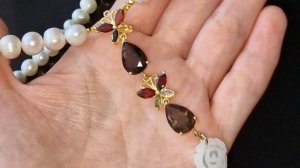 Серебряное ожерелье Жемчуг Перламутр Раухтопаз Грана