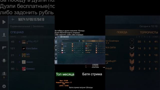 Стрим по стендофф |Бесплатные дуэли|Учусь играть| Батя стрима получит 25 голды| смотреть онлайн