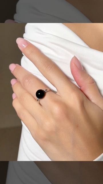 Кольцо из серебра 925 пробы с черным агатом #кольцо #ага?