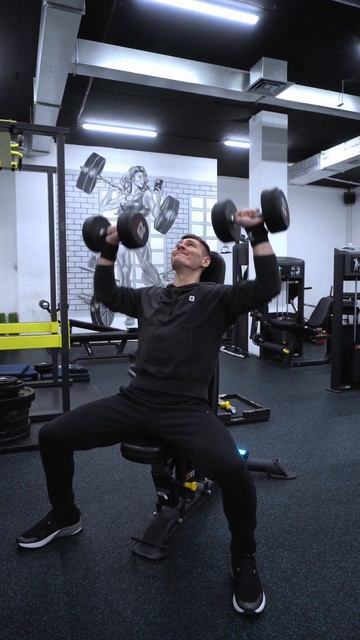 Жим гантелей сидя. Упражнение для проработки передней смотреть онлайн