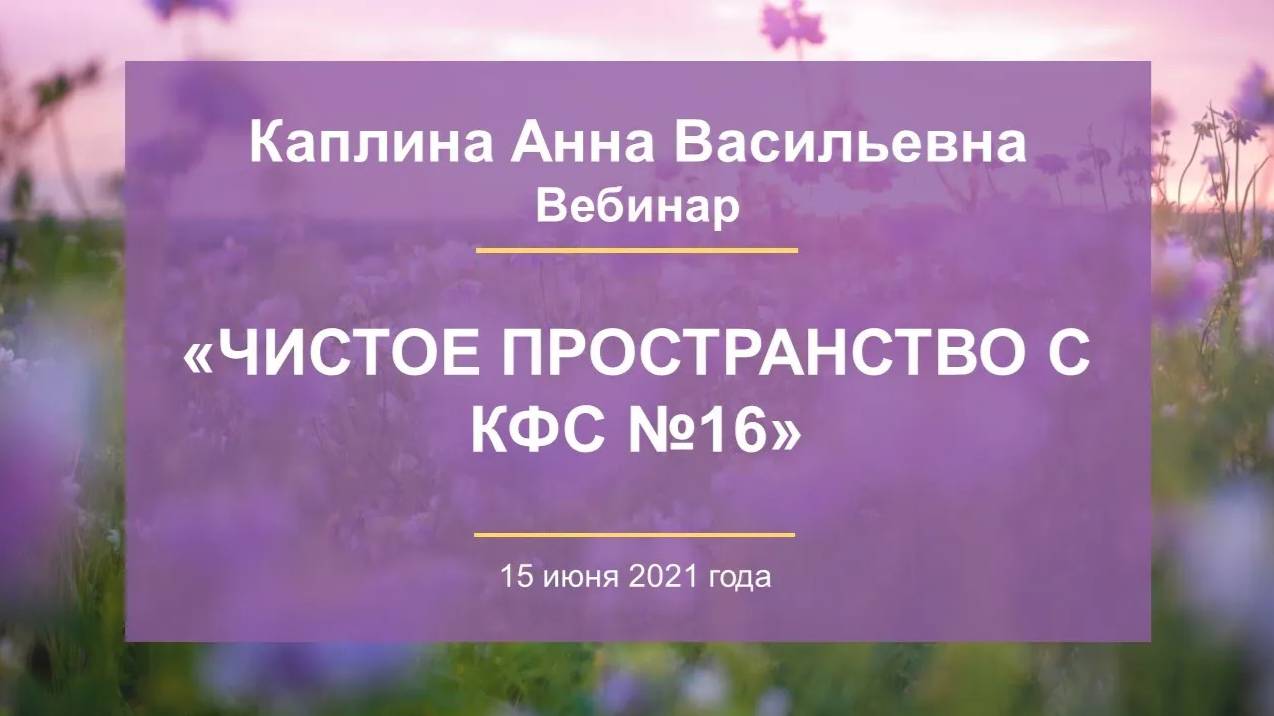 Каплина А.В. «Чистое пространство с КФС №16» 15.06.21