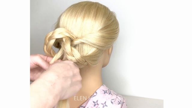 ОБЪЕМНЫЙ ПУЧОК ПЛЕТЕНАЯ ПРИЧЕСКА ИЗ КОСИЧЕК,EASY UPDO VOLUME