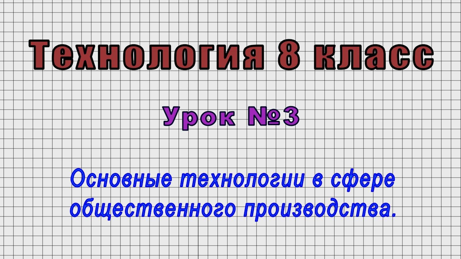 Технология 8 класс (Урок№3 - Основные технологии в сфере общественного производства.)