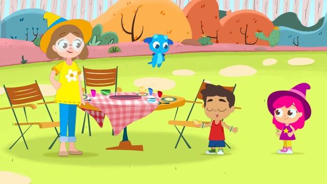 Маленькая ведьма помогает потерявшемуся единорогу на смотреть онлайн