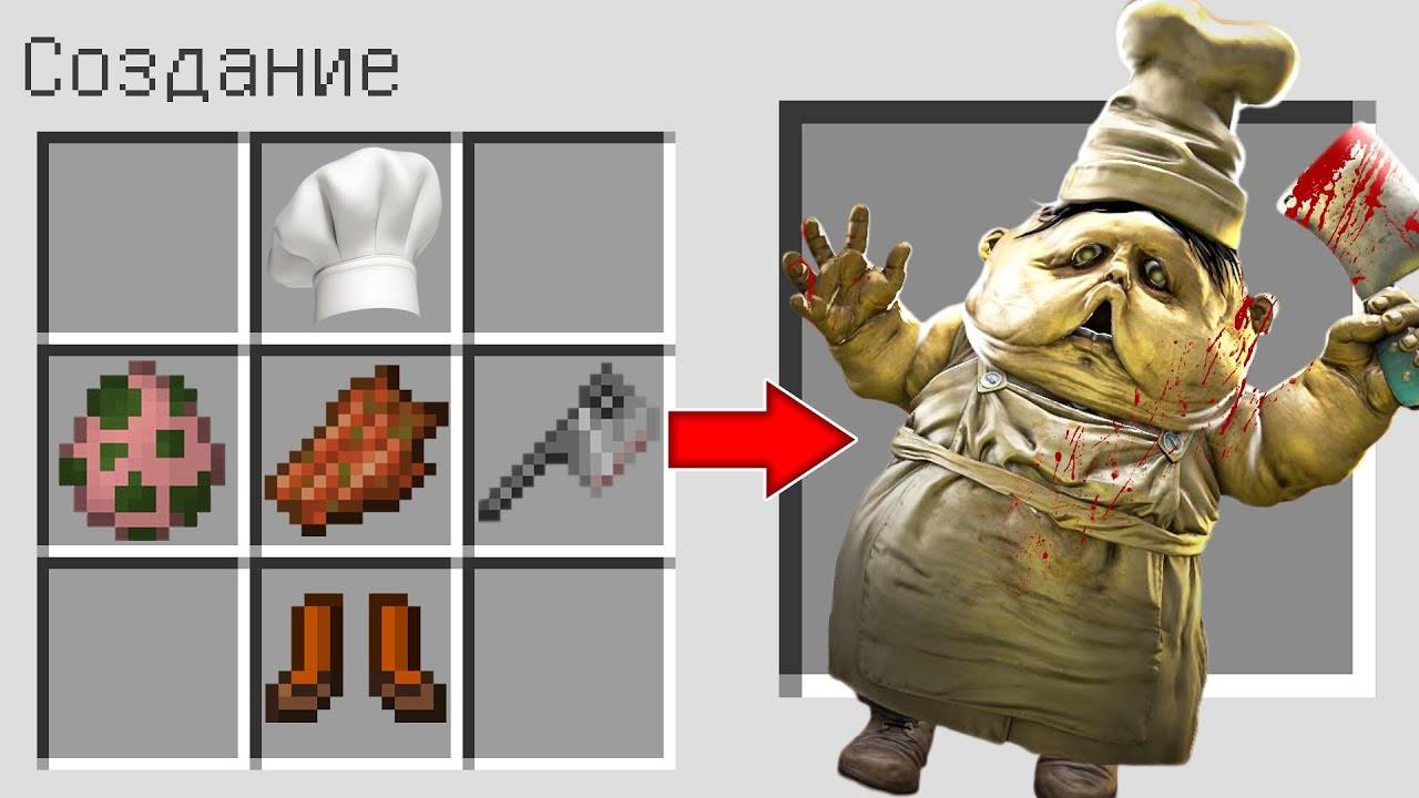 Как скрафтить ПОВАР из МАЛЕНЬКИЕ КОШМАРЫ в майнкрафт ?  Создание CHEF LITTLE NIGHTMARES MINECRAFT