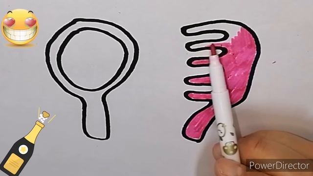 Draw a picture of a mirror and comb/Рисование для детей