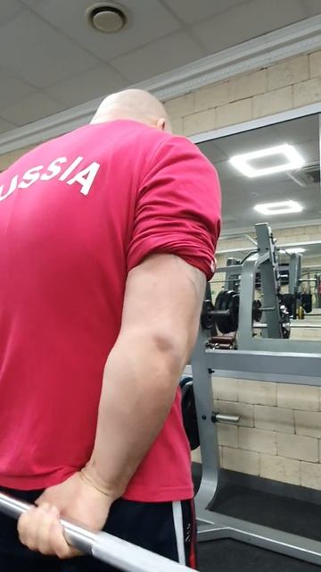 Сгибание запястий со штангой за спиной.