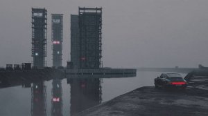 Fallen Echoes Ruined Structure in a Foggy Wasteland Dark Ambient Atmosphere