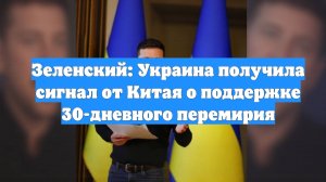 Зеленский: Украина получила сигнал от Китая о поддержке 30-дневного перемирия
