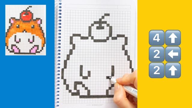 💙Як намалювати хом‘яка з вишнею по клітинках|How to draw a hamster with a cherry by cells💛 смотреть онлайн