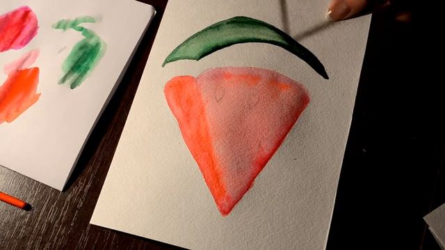 Арбуз акварелью / Watermelon watecolor painting - speed painting