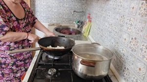 рассольник и печень с макарошками