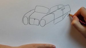 Рисую Волгу, ретро машина.