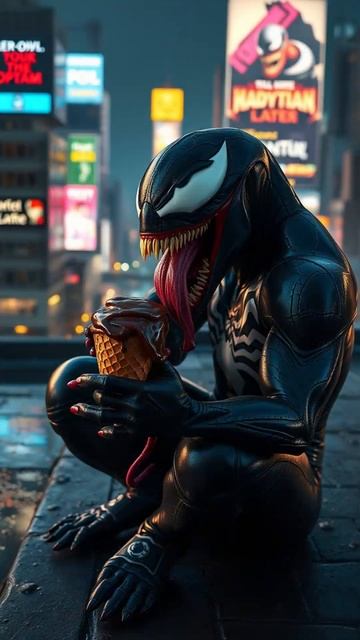 Venom happily licks an ice cream cone #marvel #avengers