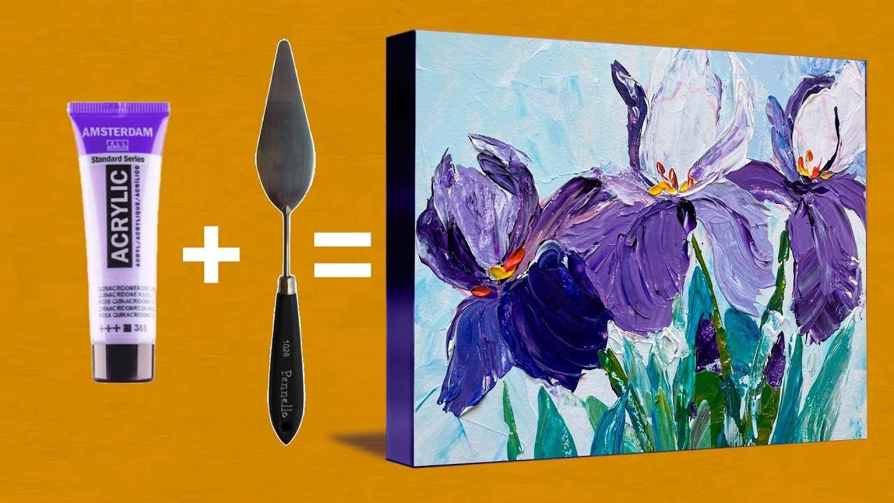 Создай эффектный букет ирисов мастихином всего за один урок! смотреть онлайн