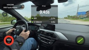 BMW X3 2.0i В46 184 hp stock 0-100 dragy