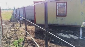 После подготовки к сварке . Сварил оду сторону забора .