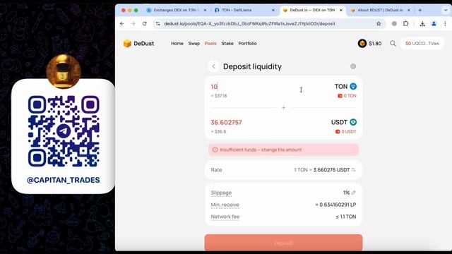 🔥 Как зарабатывать на крипте в блокчейне TON с DEX DeDust? П?