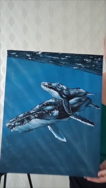 картина акрилом КИТЫ. АКРИЛ, ХОЛСТ ФОРМАТА 40* 50 #акрил #? смотреть онлайн