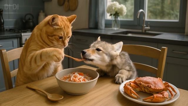 МАМА КОШКА КОРМИТ ДРУГИХ ЖИВОТНЫХ. АНИМАЦИЯ ДЛЯ ДЕТЕЙ.