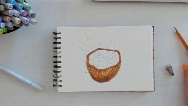 Рисуем кокосовый коктейль